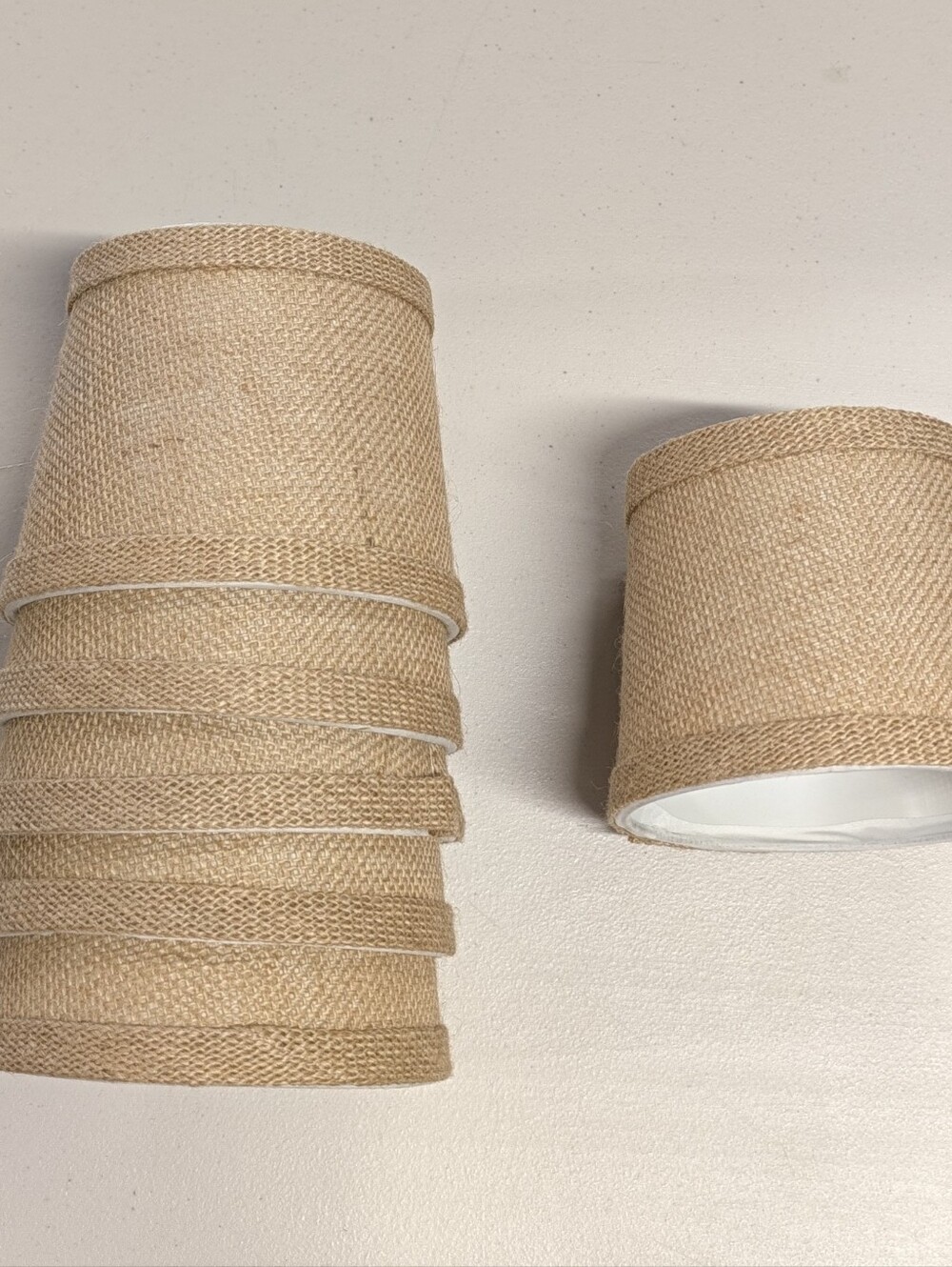Set of 6 Natural Woven Burlap Lamp Shades